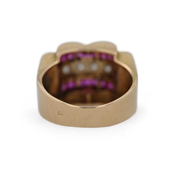 Bague Tank rubis et diamants en or jaune 18 carats