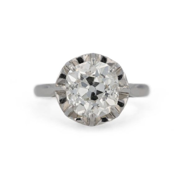 Bague solitaire diamant taille ancienne en platine
