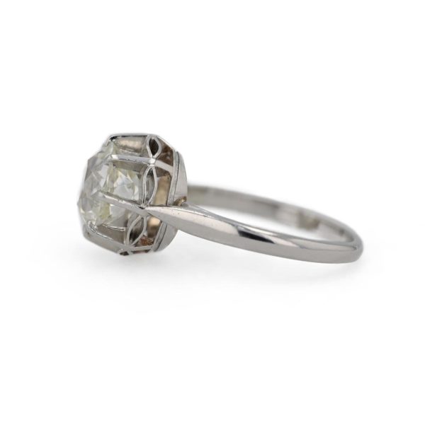 Bague solitaire diamant taille ancienne en platine